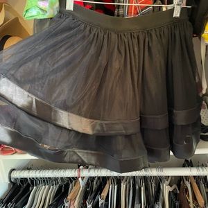 Tiered black chiffon skirt